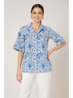 SALT Attire - Tropez Blue & White Notch Collared Shirt