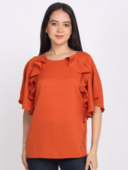 SHAYE - Women Orange Solid Top