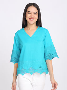 SHAYE - Women Blue Solid Top