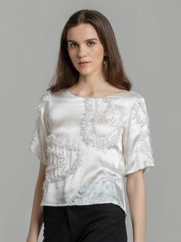 SHAYE - Women Silver Embroidered Top