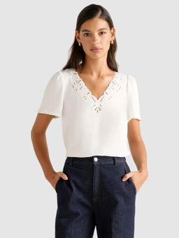 Forever New - Women White Self Design Top