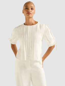 Forever New - Women Off White Pleated Top