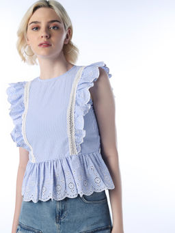 ONLY - Women Blue Stripes Top