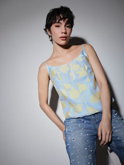 ONLY - Women Blue Self Design Top