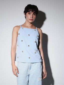 ONLY - Women Blue Embellished Top