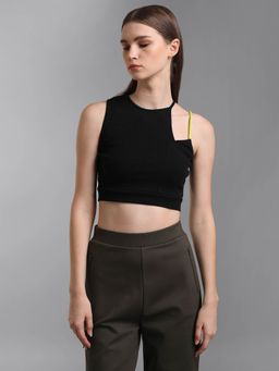 Kazo - Black Front Cut Out Detail Top