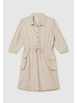 max - Girls Solid Dress - Beige