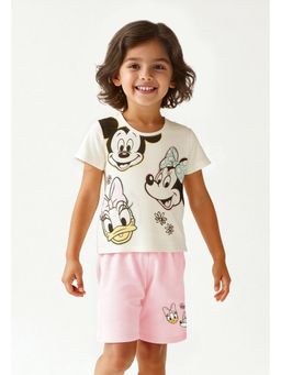 max - Girls Mickey and Friends Printed Shorts Set - Pink