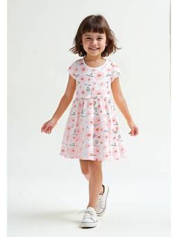 max - Girls Printed Dress - Off White