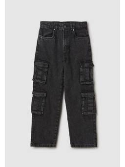 max - Boys Washed Cargo Jeans - Black
