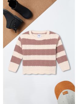 max - Girls Striped Knit Sweater - Pink
