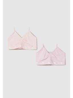 max - Girls Solid Non-Padded Beginners Bras - Multi-Color (Pack of 2)