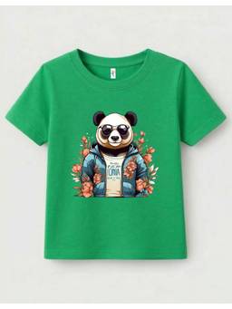 KAVEE - Pure Cotton Bio Washed Panda Printed T-shirt - Green