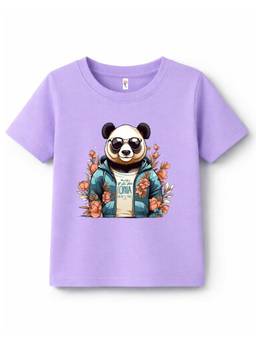 KAVEE - Pure Cotton Bio Washed Panda Printed T-shirt - Purple