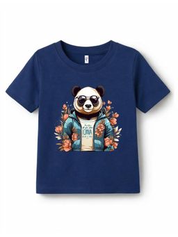 KAVEE - Pure Cotton Bio Washed Panda Printed T-shirt - Navy Blue