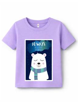 KAVEE - Pure Cotton Bio Washed Bear Printed T-shirt - Purple