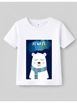 KAVEE - Pure Cotton Bio Washed Bear Printed T-shirt - White