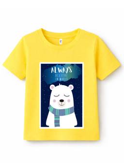 KAVEE - Pure Cotton Bio Washed Bear Printed T-shirt - Yellow