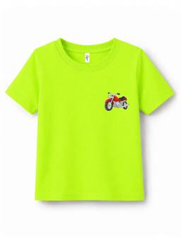 KAVEE - Pure Cotton Bio Washed Pocket Bike Printed T-shirt - Neon Green