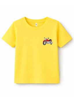 KAVEE - Pure Cotton Bio Washed Pocket Bike Printed T-shirt - Yellow