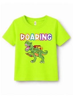KAVEE - Pure Cotton Bio Washed Dinosaur Printed T-shirt - Neon Green