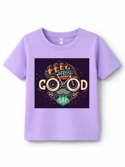 KAVEE - Pure Cotton Bio Washed Feel Good Text Printed T-shirt - Purple