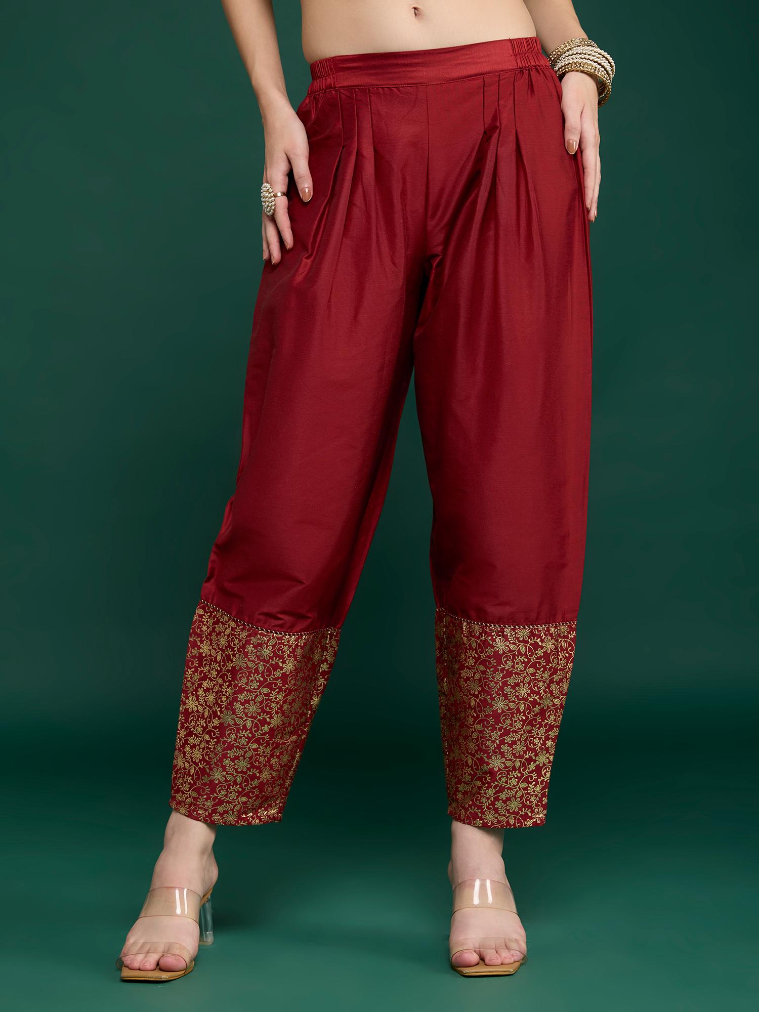gajra gang Maroon Printed Semi Salwar Diwalicious-picture-33