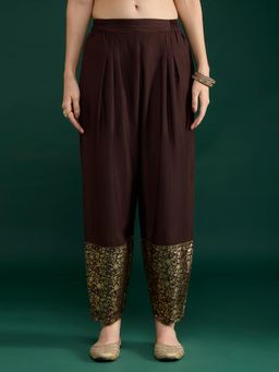 Gajra Gang - Brown Printed Semi Salwar Diwalicious