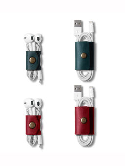 DailyObjects - Belt Cable Wrap (Red & Green) - Set of 4