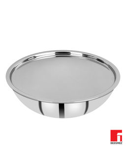 Bergner - Hitech Prism Non-Stick Stainless Steel Tasra With Lid, 24 cm, Induction Base, Silver