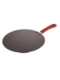 Bergner - Bellini Plus Press Aluminium Non Stick Flat Tawa, 30 cm, Induction Base, Red
