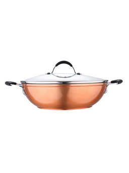 Bergner - Infinity Chefs Forged Aluminium Non-Stick Kadhai With Lid, 20 cm, Induction Base, Copper