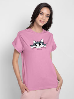 Bewakoof - Cute Peeking Cat Boyfriend T-Shirts