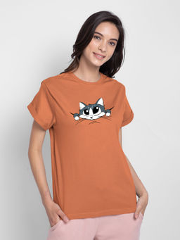 Bewakoof - Cute Peeking Cat Boyfriend T-Shirts