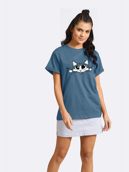 Bewakoof - Cute Peeking Cat Boyfriend T-Shirts