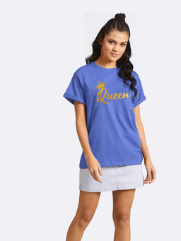 Bewakoof - Queen Gold Print Boyfriend T-Shirts