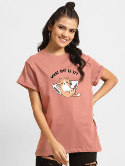 Bewakoof - What Day Is It Boyfriend T-Shirts Misty Pink
