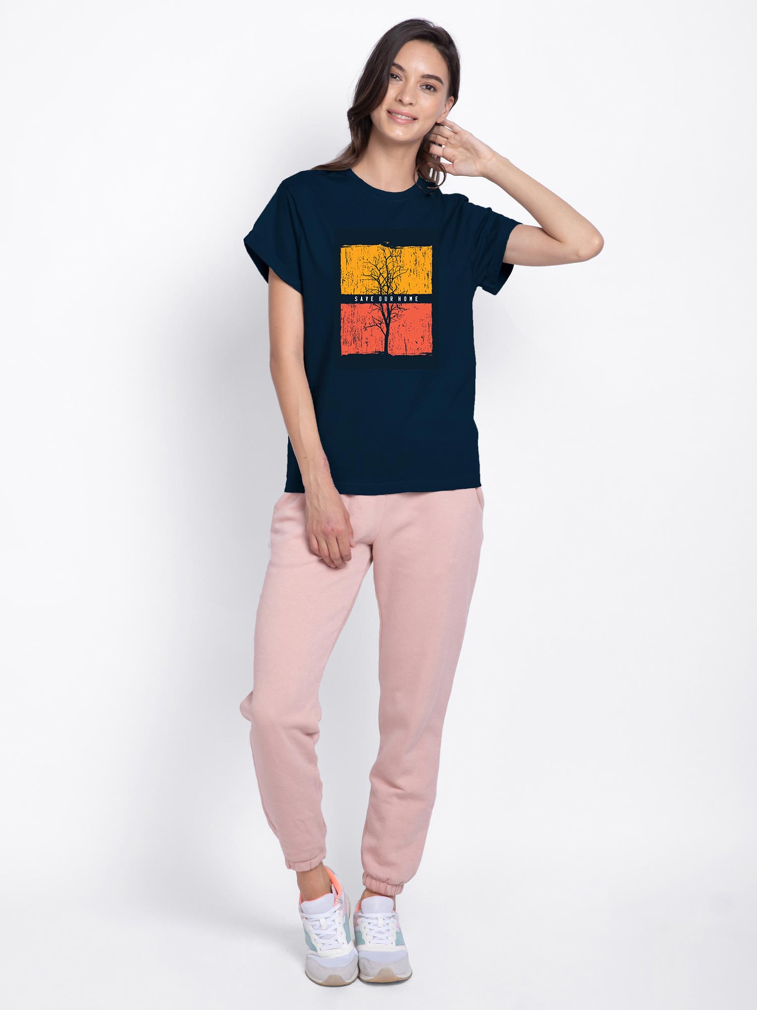 Half Sleeve Printed T-Shirt Navy Blue 