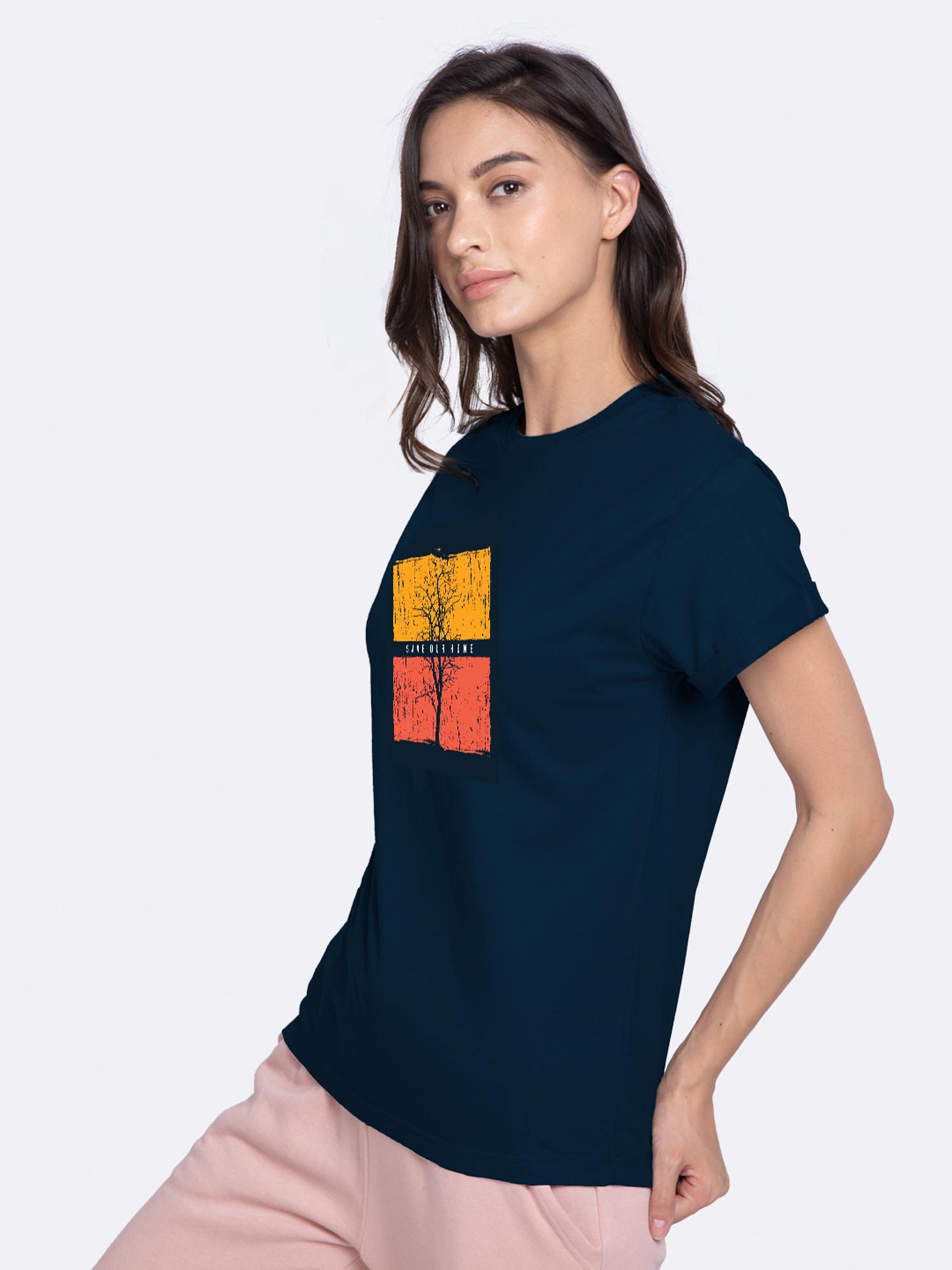Half Sleeve Printed T-Shirt Navy Blue 