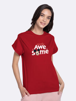 Bewakoof - Weirdly Awesome Mickey Boyfriend T-Shirts (DL) Bold Red