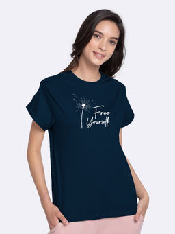 Bewakoof - Free Yourself Boyfriend T-Shirts Navy Blue