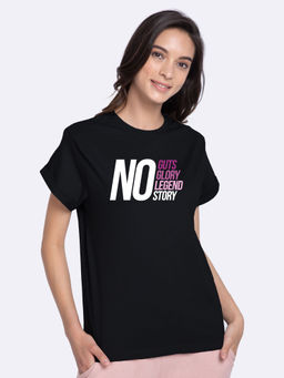 Bewakoof - No Guts Glory Boyfriend T-Shirts Black