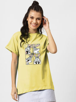 Bewakoof - Bugs Bunny moods Boyfriend T-Shirts (LTL) Pastel Yellow