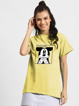 Bewakoof - Camera Mickey Boyfriend T-Shirts (DL) Pastel Yellow