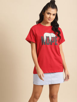 Bewakoof - Nope Lazy Boyfriend T-Shirts Bold Red