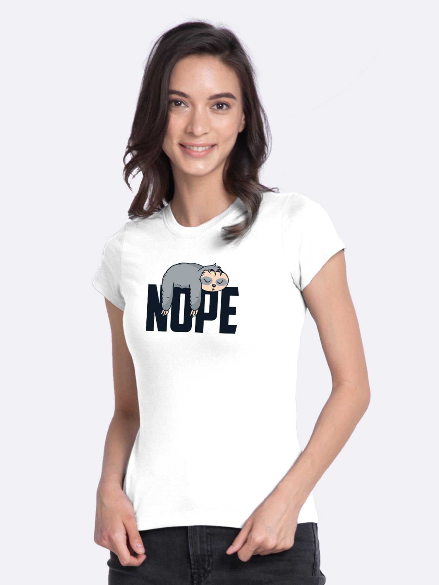 Nope Lazy Half Sleeve Printed T-Shirt 