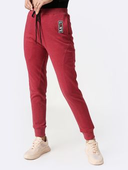 Bewakoof - Women's Maroon Melange Twisted Jogger
