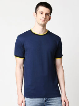 Bewakoof - Pageant Blue Varsity Half Sleeve T-Shirt