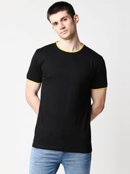 Bewakoof - Black Varsity Half Sleeve T-Shirt