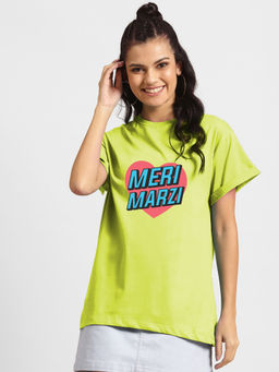 Bewakoof - Meri Marzi Boyfriend T-Shirts Neo Mint